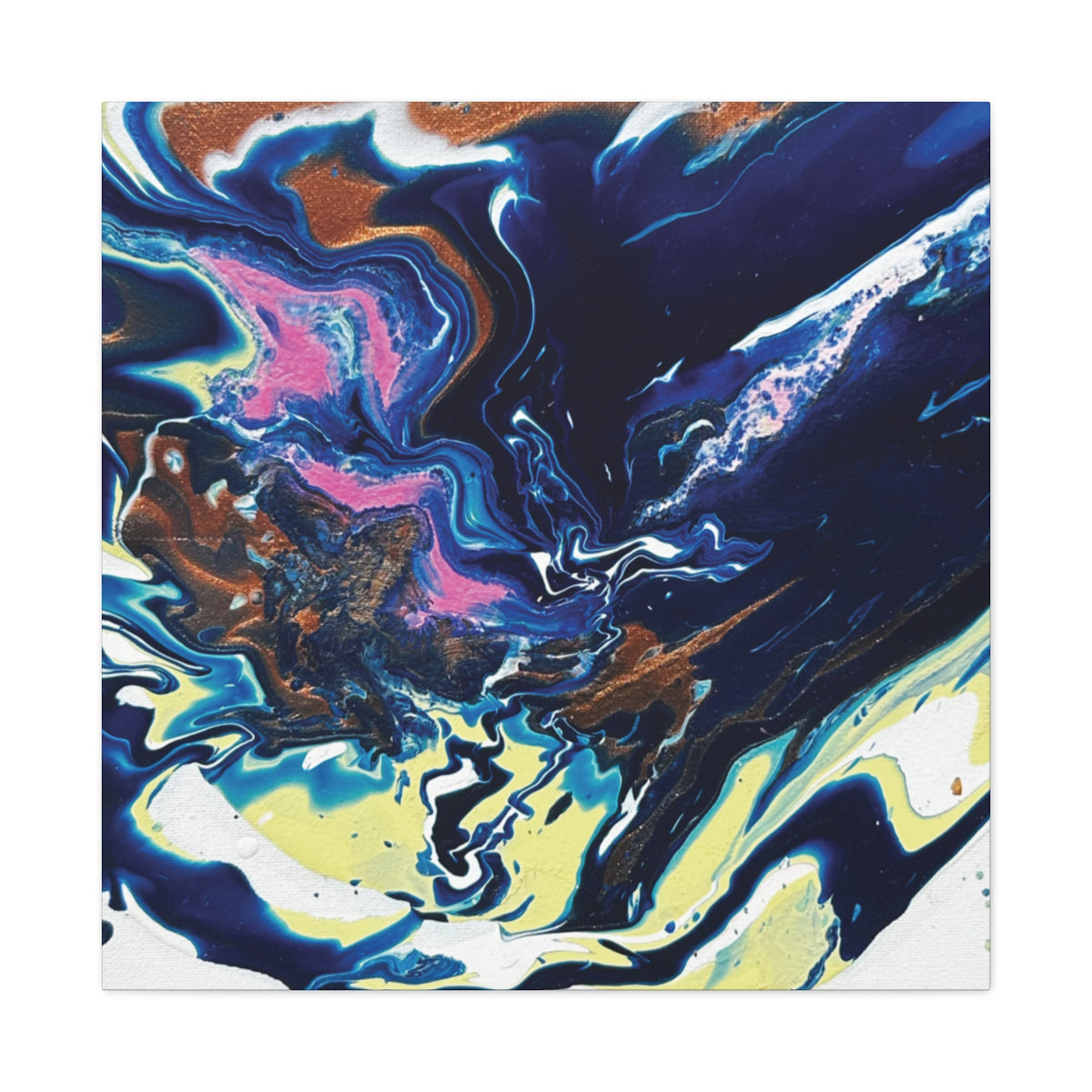 Change Abstract Blue Fluid Art Matte Canvas Print (Stretched Wall Art)