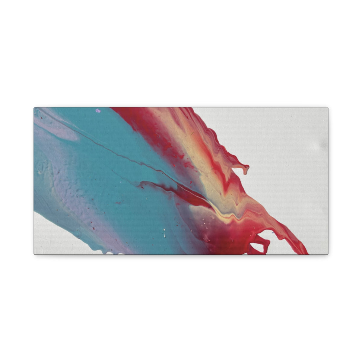Ceiling Abstract Drip Matte Canvas Print (Blue & Red Fluid Art)