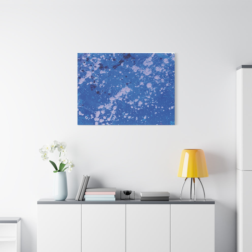 Blue Abstract Splatter Canvas Print  Dots (Matte Stretched 1.25")