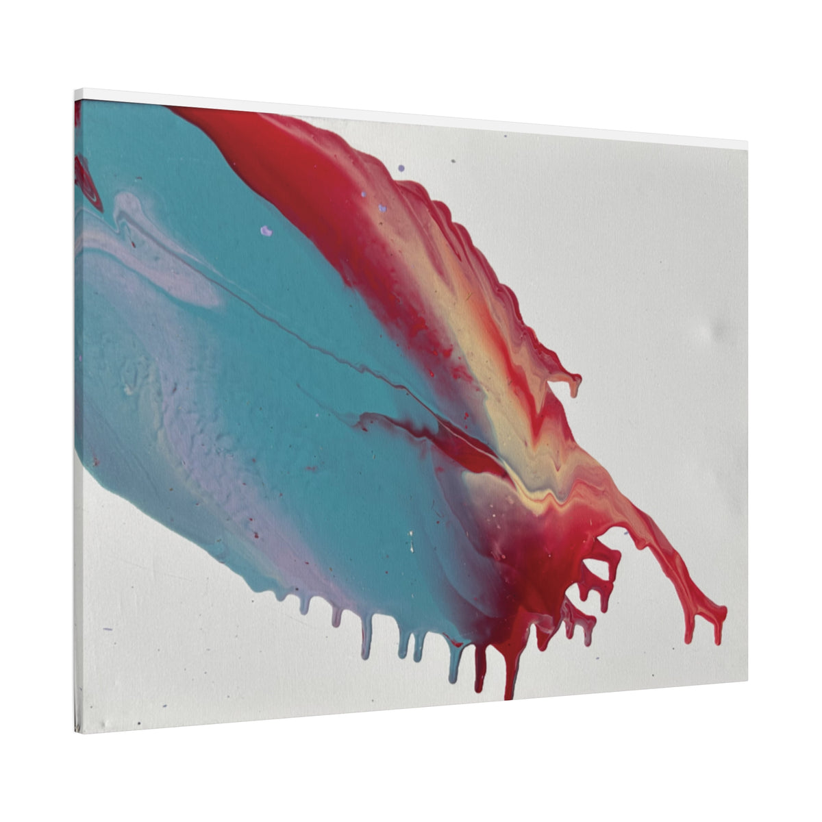Ceiling Abstract Drip Matte Canvas Print (Blue & Red Fluid Art)