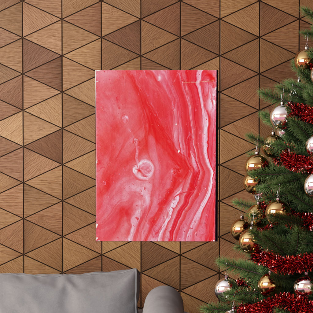 Red Marble Mars Matte Vertical Poster Abstract Red & Cream Wall Art
