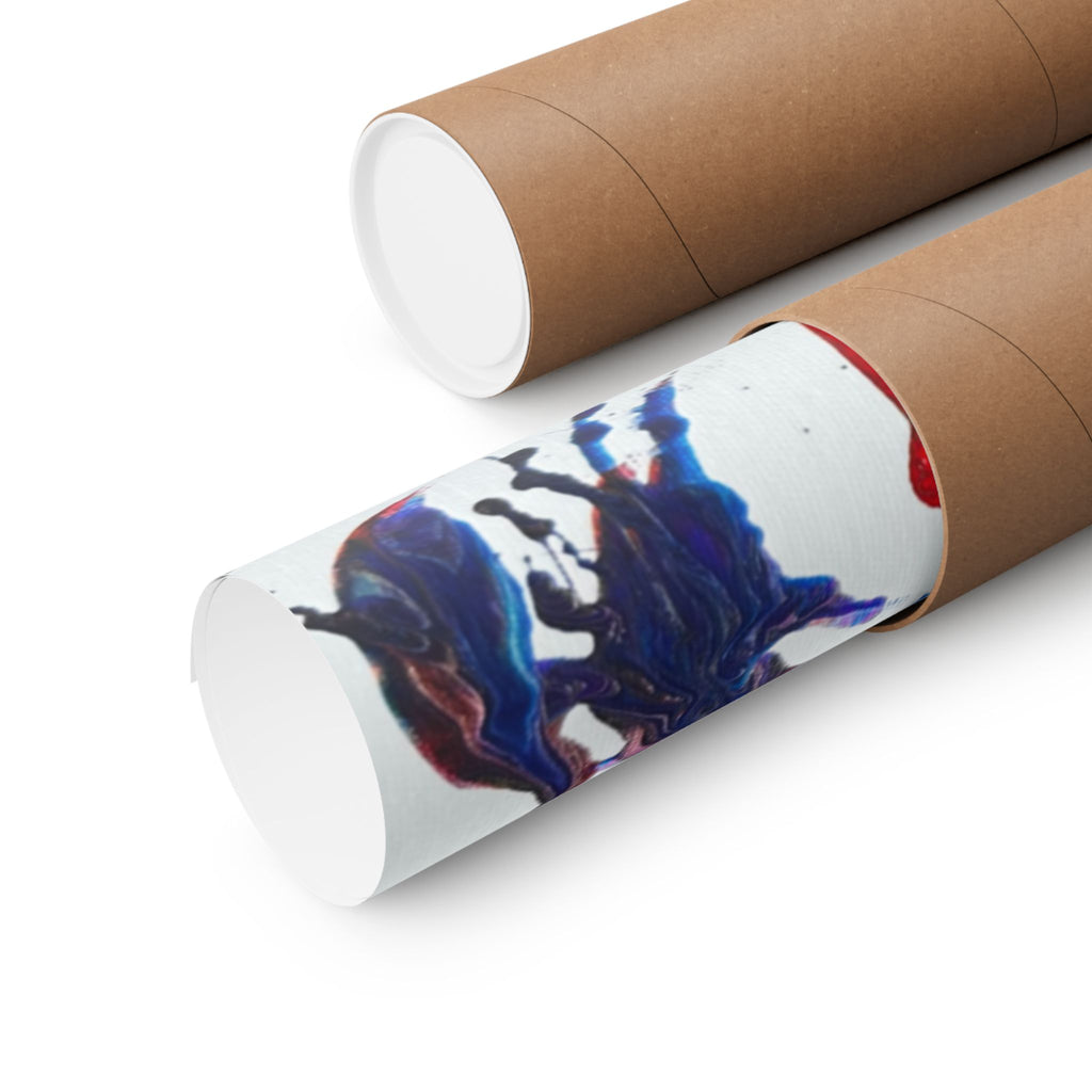 Abstract Red & Blue Matte Poster Universe Horizontal Modern Art Print