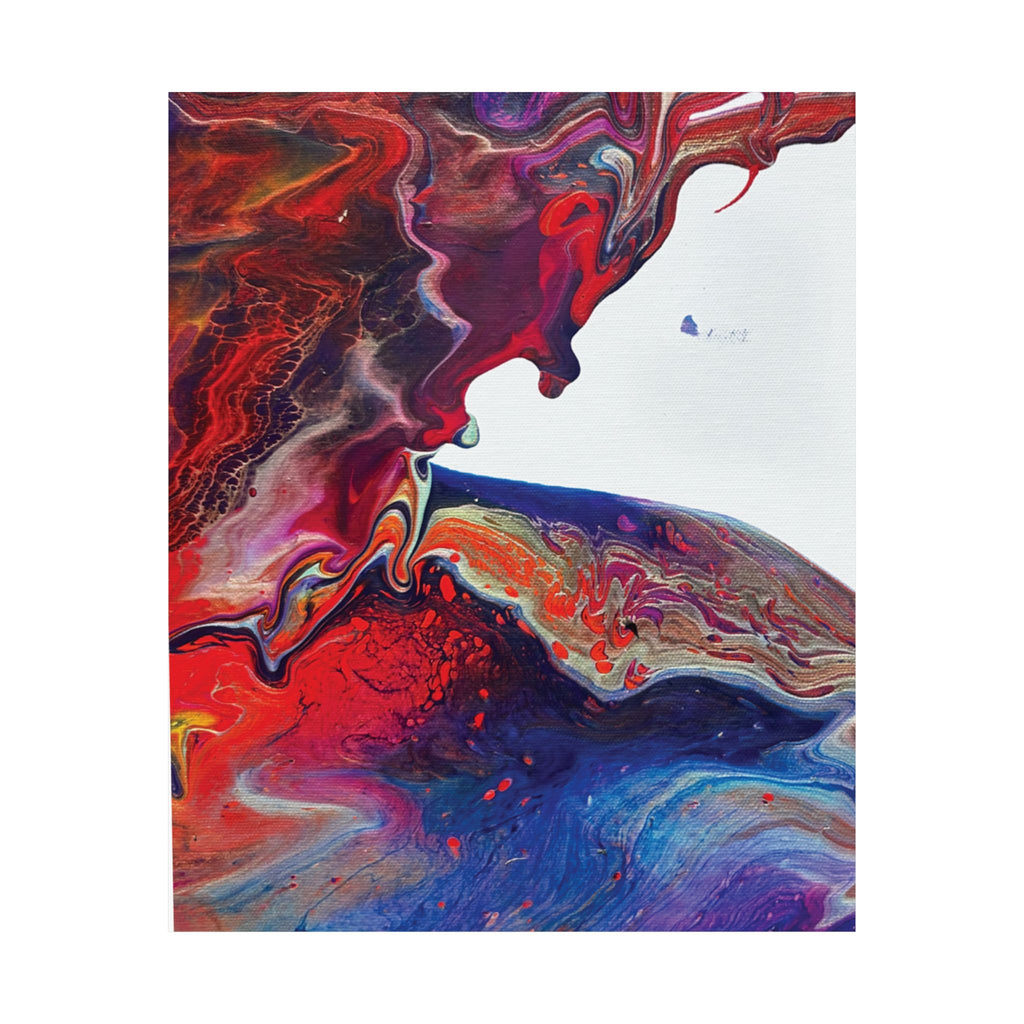 Abstract Fluid Art Matte Poster Universe Vertical Red & Blue Wall Art