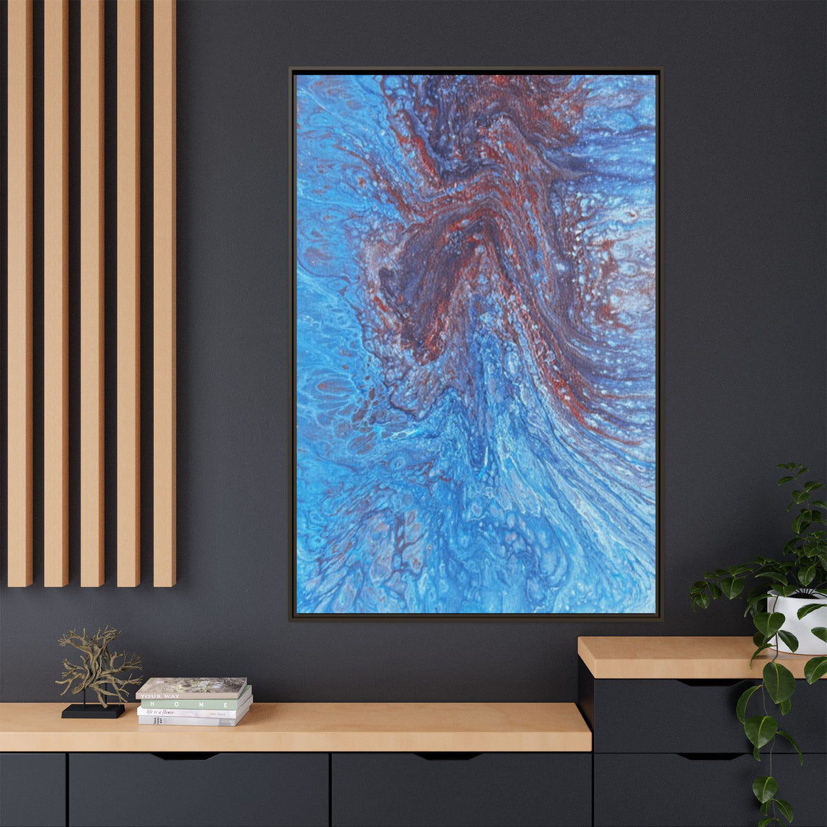 Abstract Blue Fluid Art Matte Canvas
