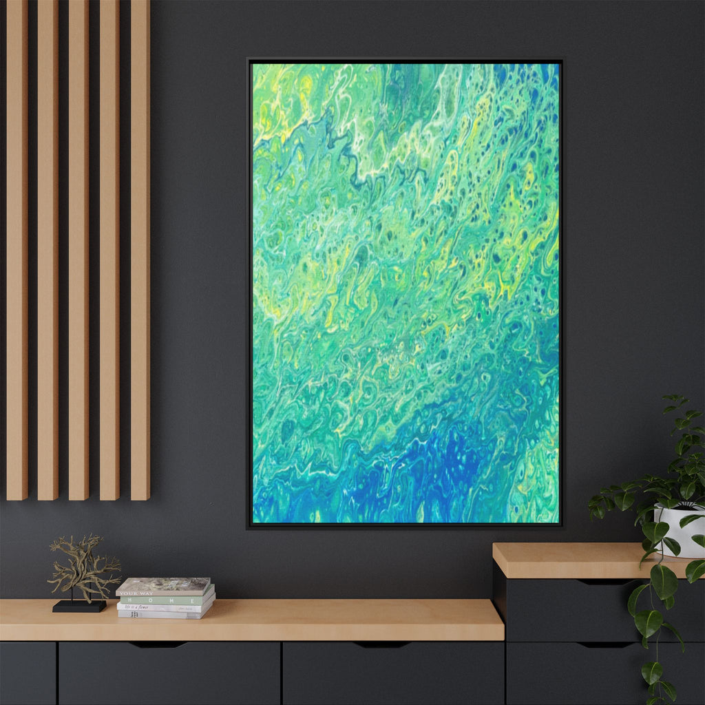 Moss Abstract Ocean Teal Matte Canvas Print (Framed Wall Art)