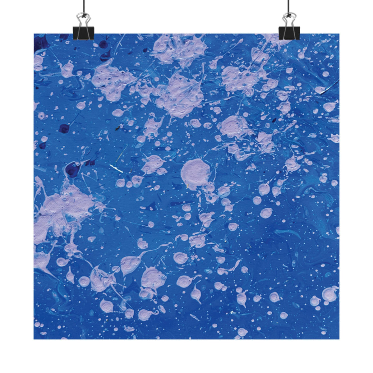 Abstract Blue Paint Splatter Matte Poster Dots Vertical Modern Wall Art