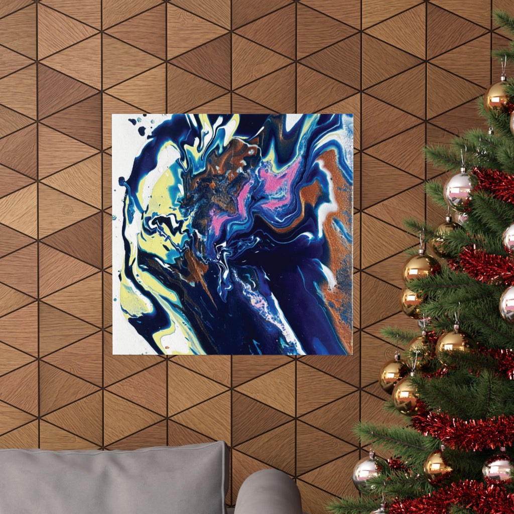 Change Abstract Blue Swirl Matte Poster (Vertical Fluid Art Wall Print)