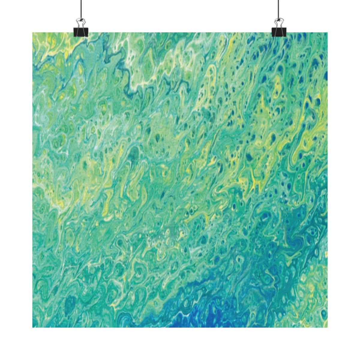 Abstract Ocean Blue Matte Poster Moss Turquoise Green Fluid Art