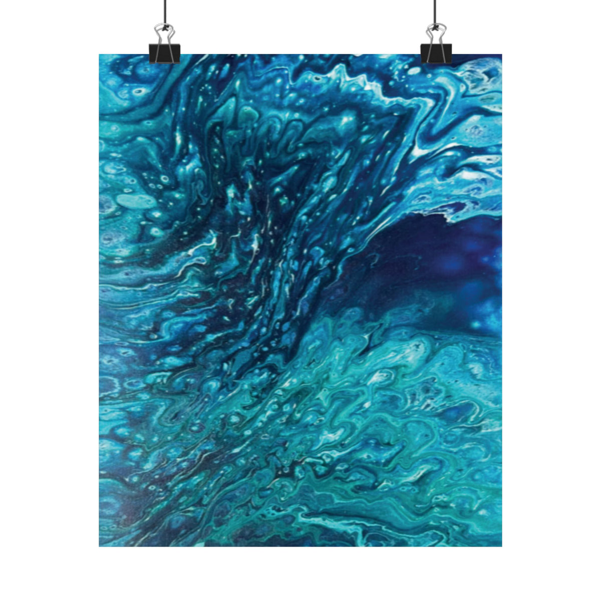 Ocean Abyss Matte Poster Abstract Teal Blue Wall Art