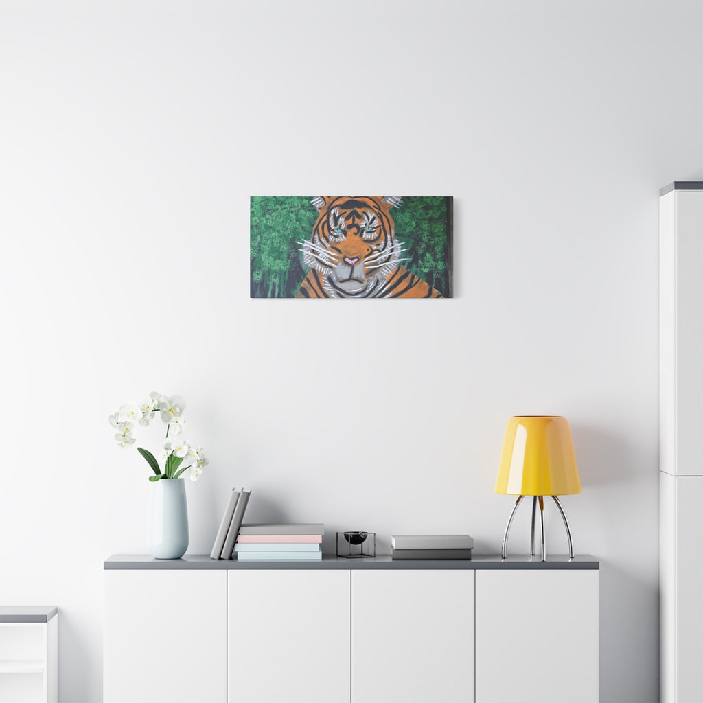 Tiger Portrait Matte Canvas Wall Art Bold Jungle Tiger Painting on Stretched Canvas