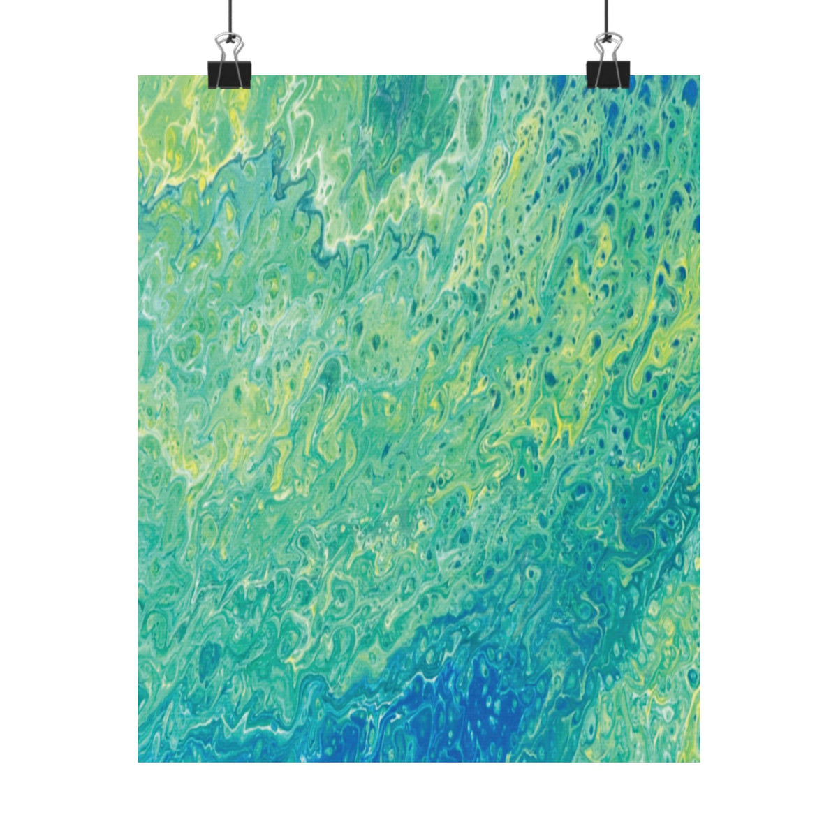 Abstract Ocean Blue Matte Poster Moss Turquoise Green Fluid Art