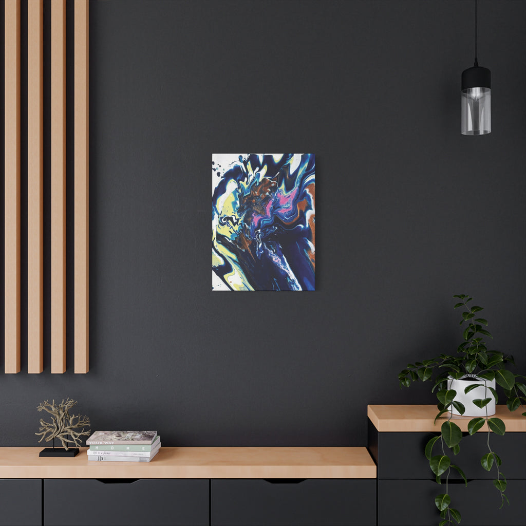 Change Abstract Blue Fluid Art Matte Canvas Print (Stretched Wall Art)