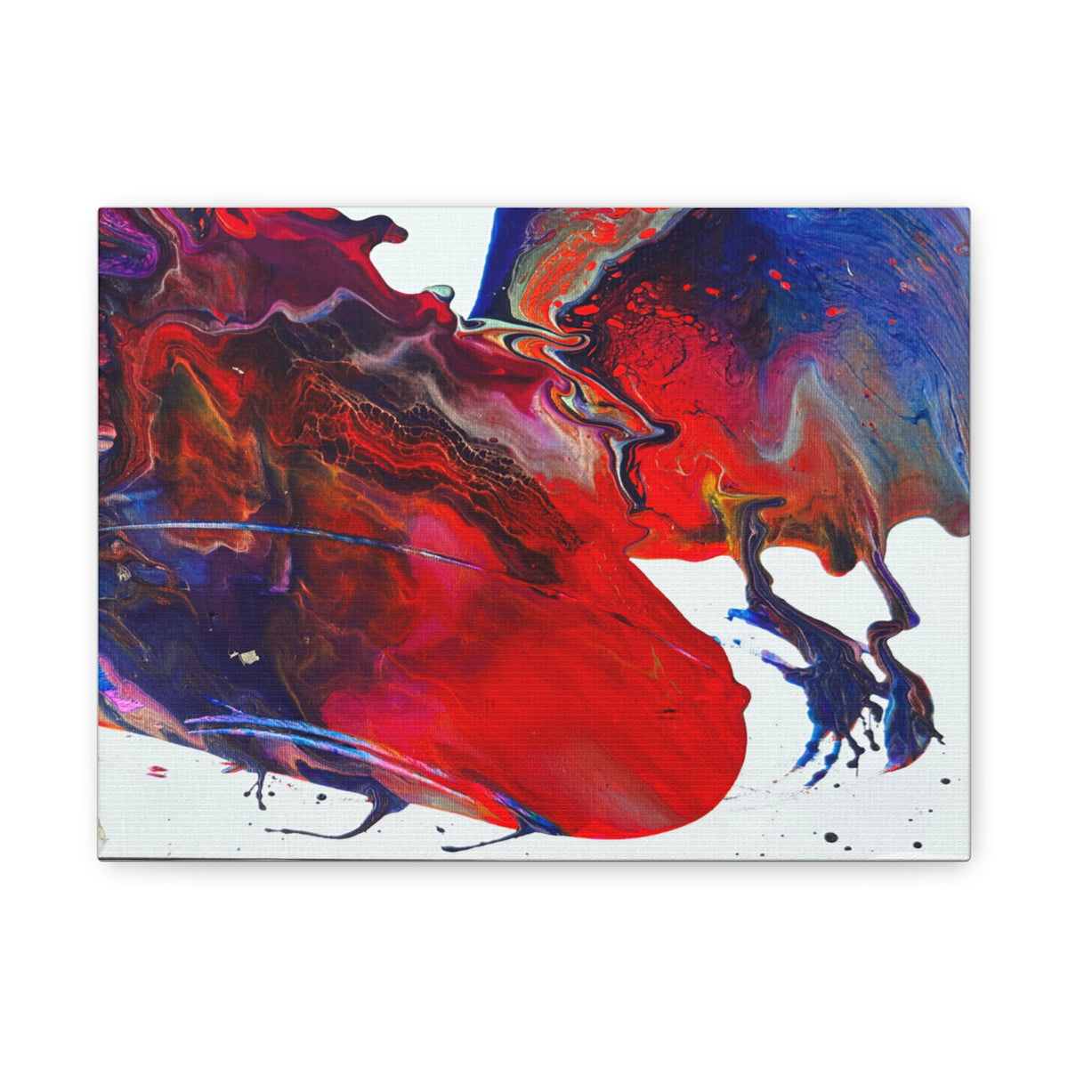Abstract Red & Blue Fluid Art Canvas Print — Matte Stretched Wall Art