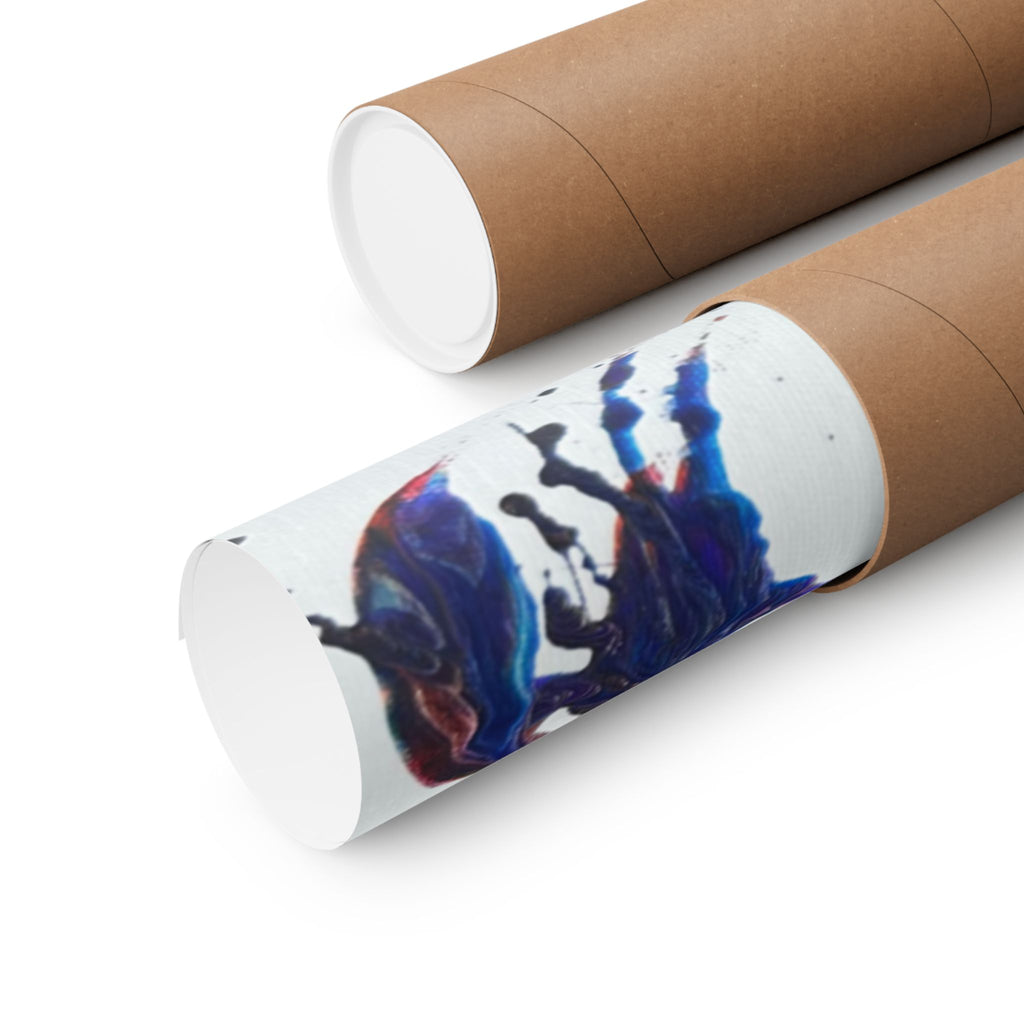 Abstract Red & Blue Matte Poster Universe Horizontal Modern Art Print