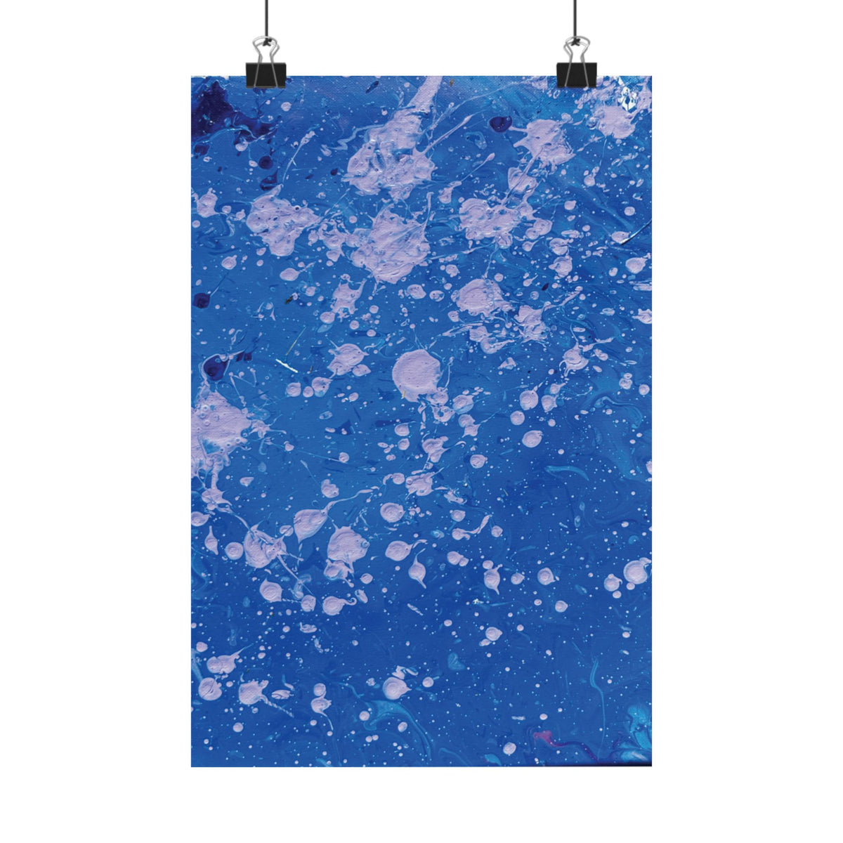 Abstract Blue Paint Splatter Matte Poster Dots Vertical Modern Wall Art