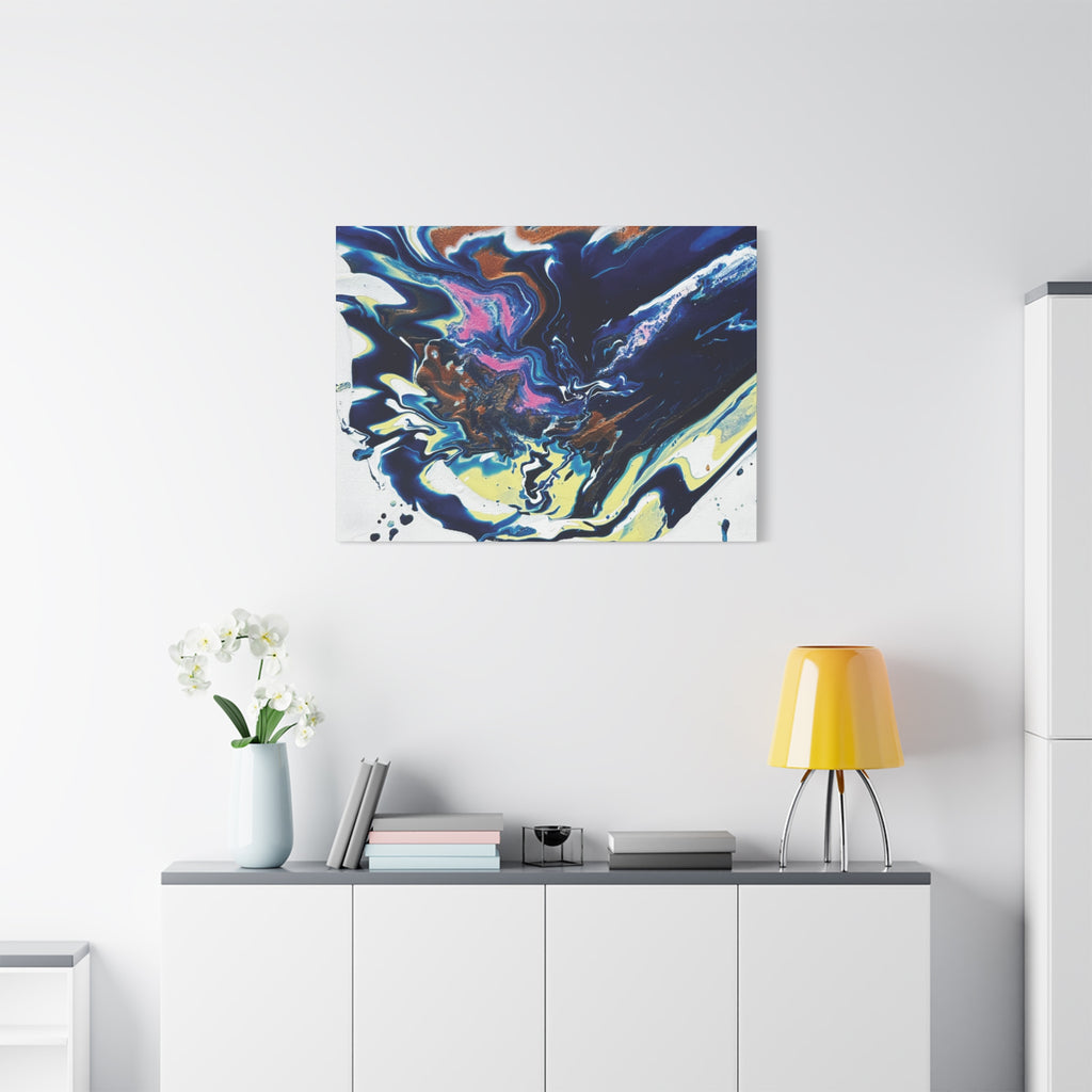 Change Abstract Blue Fluid Art Matte Canvas Print (Stretched Wall Art)