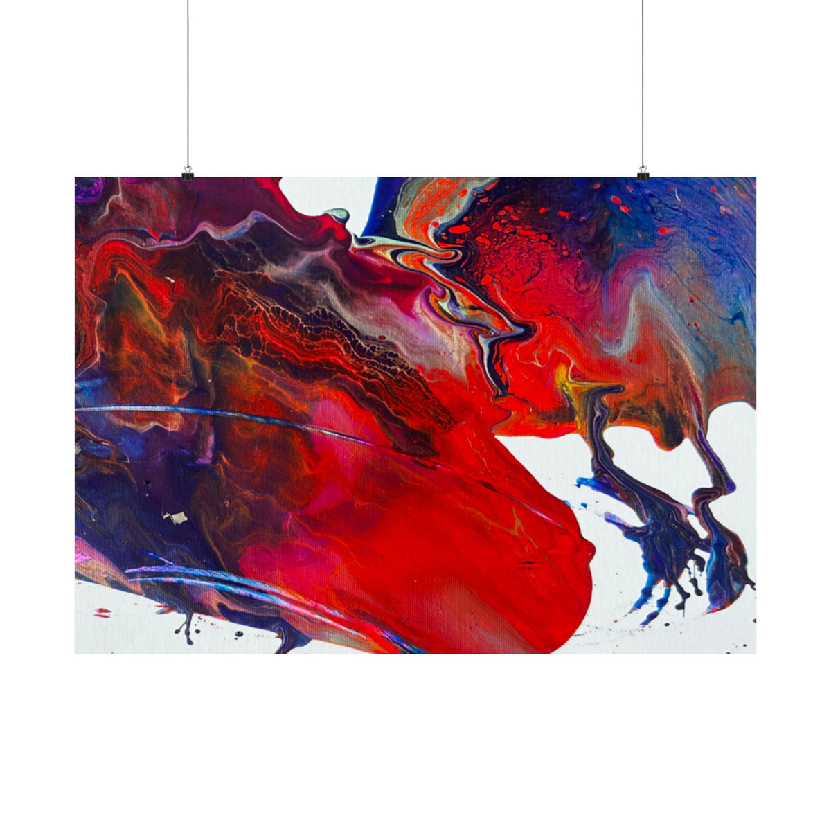 Abstract Red & Blue Matte Poster Universe Horizontal Modern Art Print