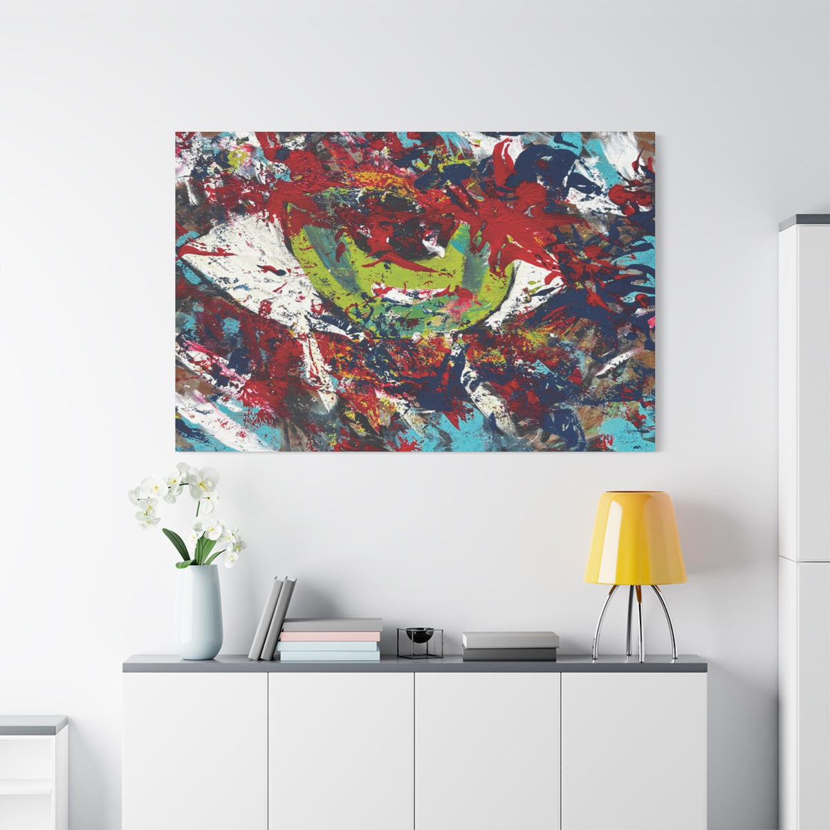 Abstract Burst Matte Canvas Print Eye Colorful Modern Wall Art, Stretched 1.25"