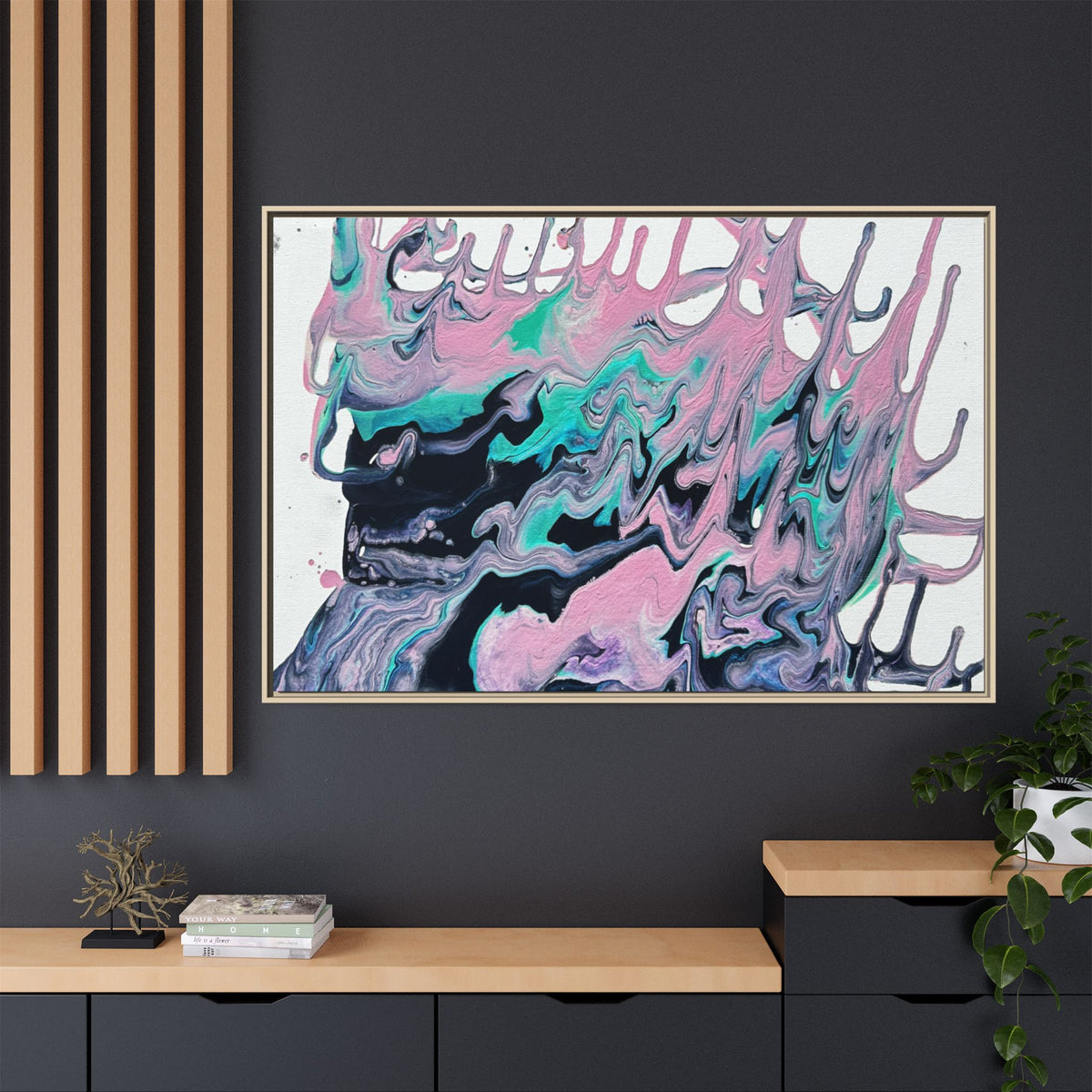 Abstract Pastel Drip Canvas Print (Framed)