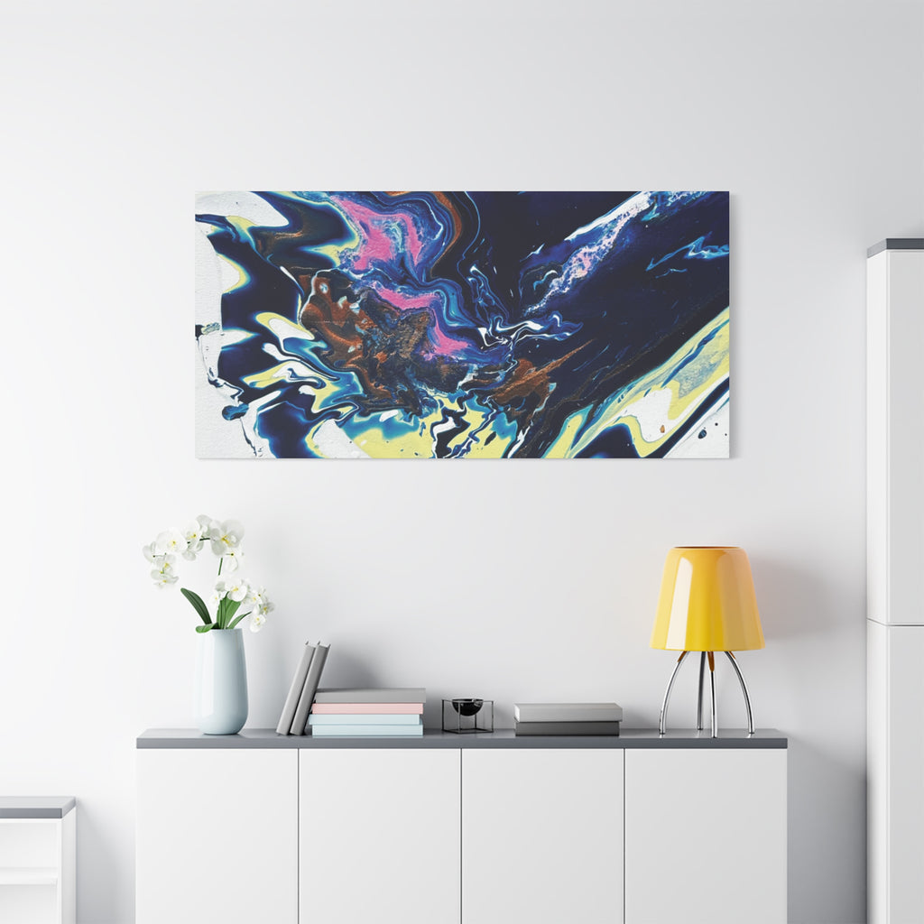 Change Abstract Blue Fluid Art Matte Canvas Print (Stretched Wall Art)