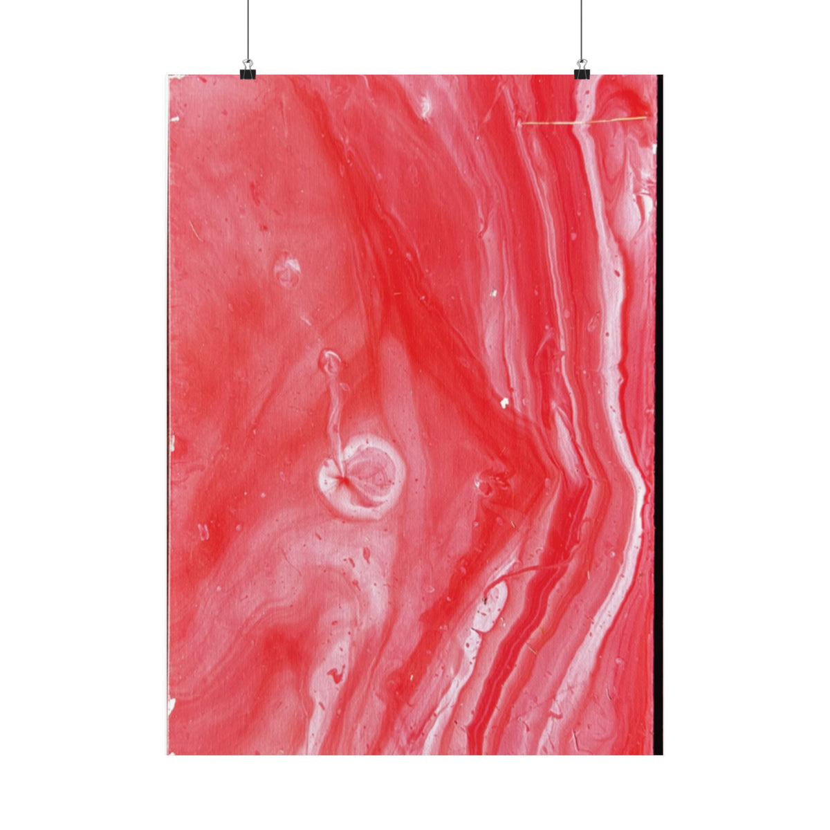 Red Marble Mars Matte Vertical Poster Abstract Red & Cream Wall Art