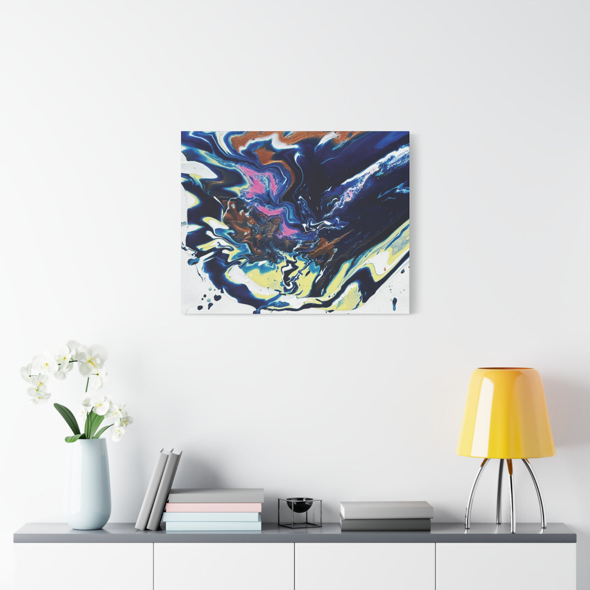 Change Abstract Blue Fluid Art Matte Canvas Print (Stretched Wall Art)