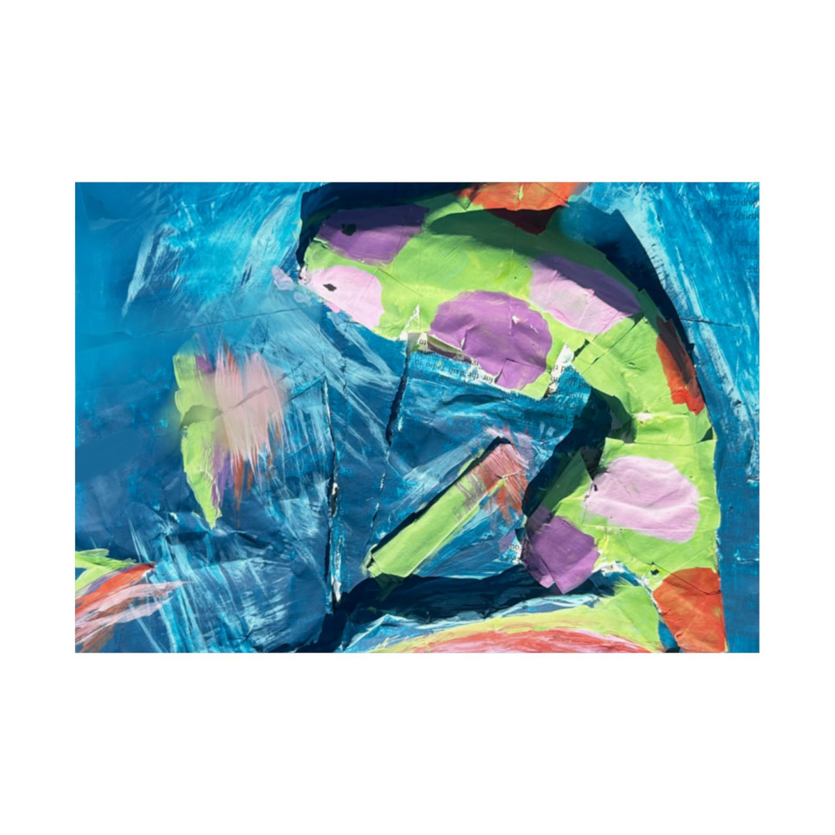 The Fish Abstract Color Splash Matte Horizontal Poster Vibrant Blue & Neon Accent Wall Art
