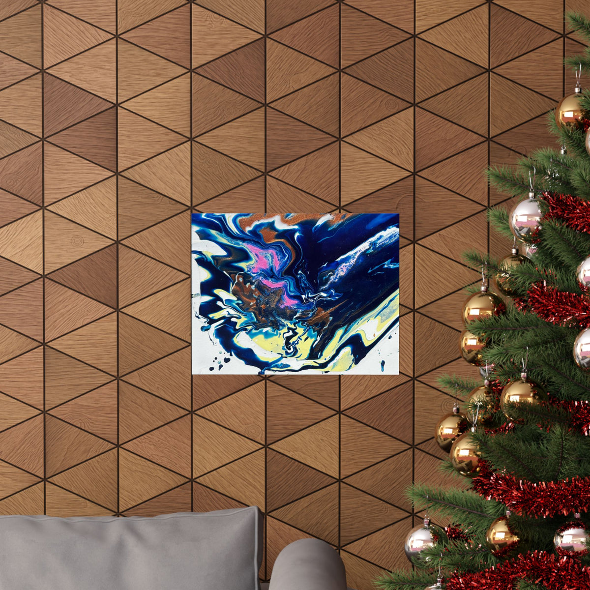 Abstract Blue Marble Matte Poster Change Horizontal Fluid Art Print