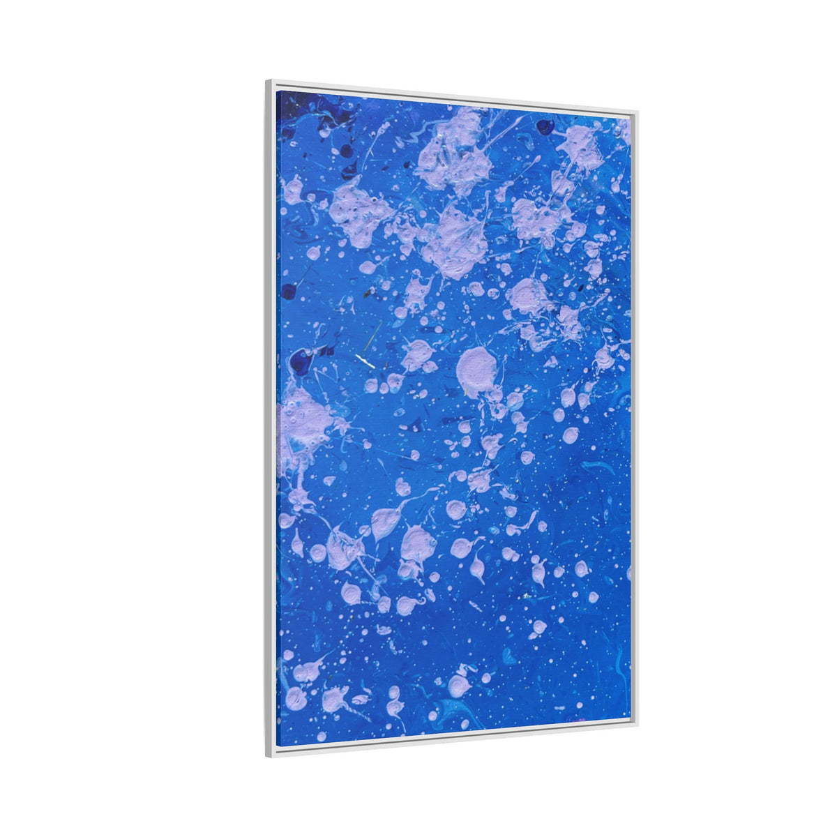 Blue Abstract Splatter Matte Canvas Framed Art