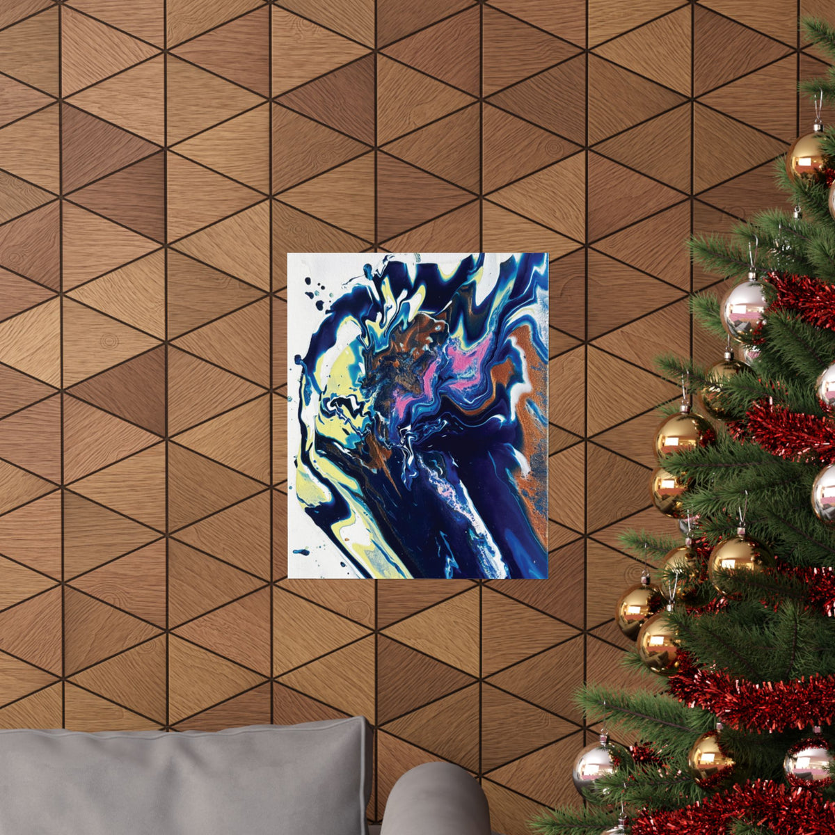Change Abstract Blue Swirl Matte Poster (Vertical Fluid Art Wall Print)