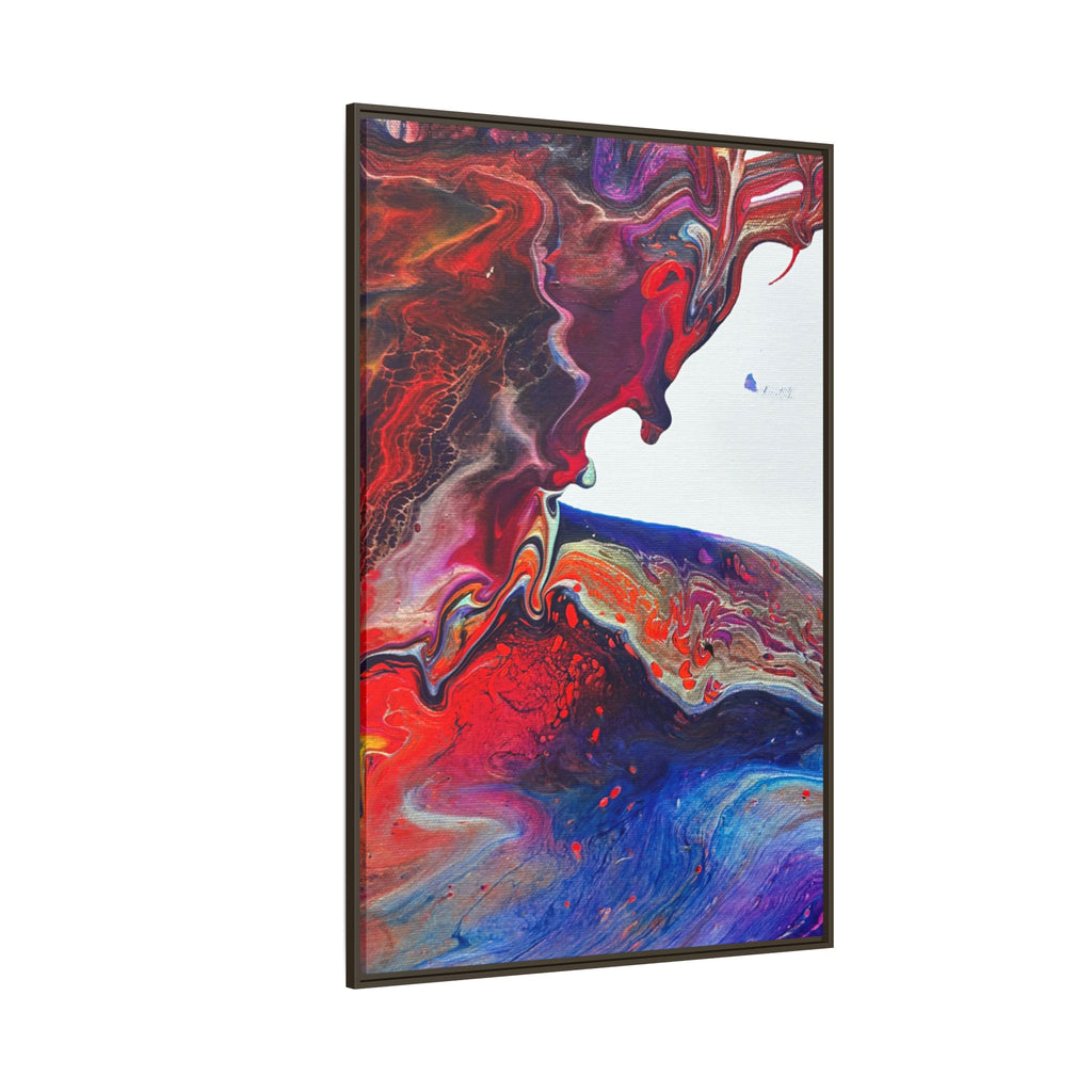 Universe Abstract Red & Blue Fluid Art Matte Canvas (Framed)