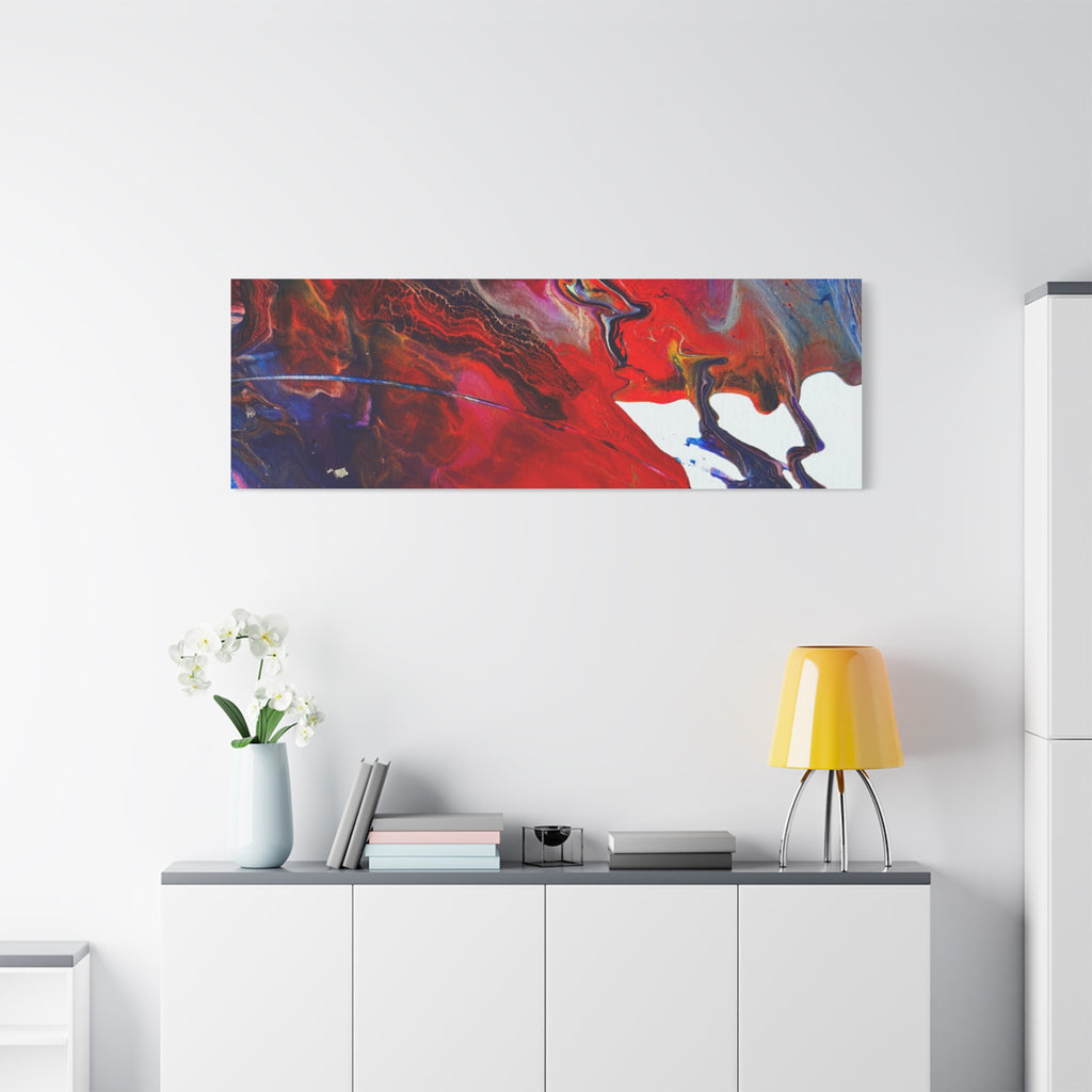 Abstract Red & Blue Fluid Art Canvas Print — Matte Stretched Wall Art