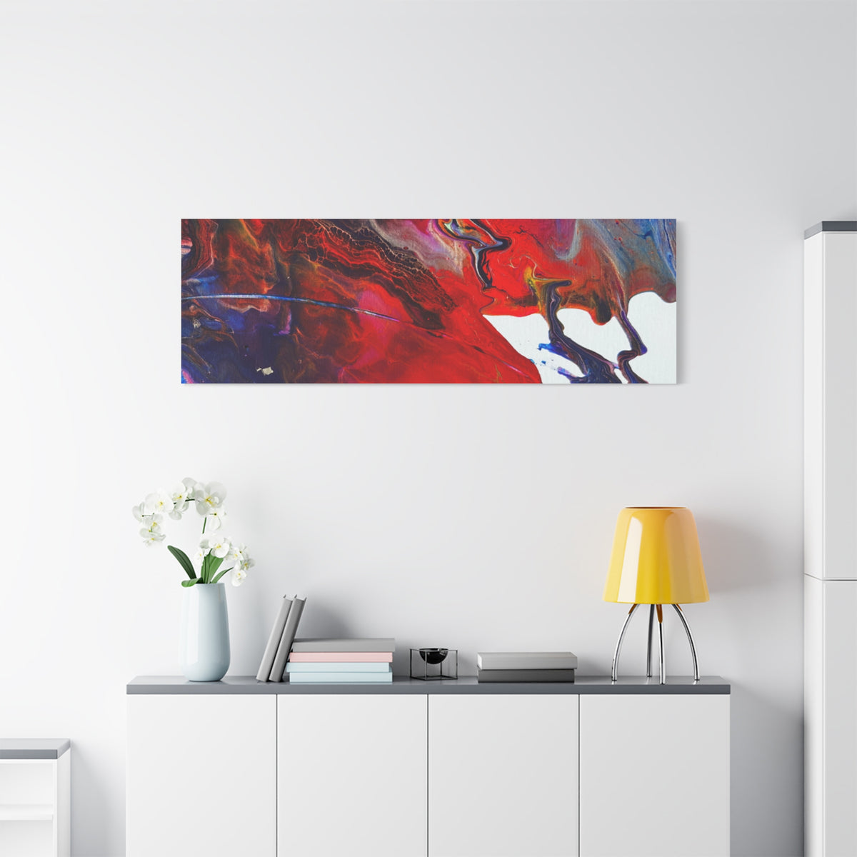 Abstract Red & Blue Fluid Art Canvas Print — Matte Stretched Wall Art
