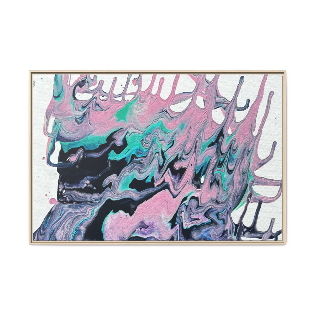 Abstract Pastel Drip Canvas Print (Framed)