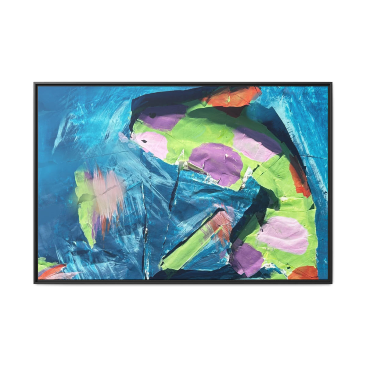 Abstract Ocean Fish Matte Canvas Framed Art