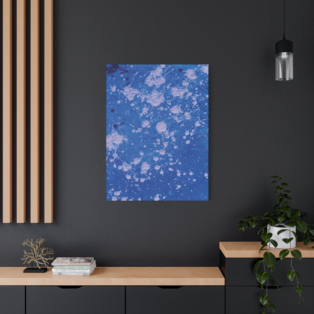 Blue Abstract Splatter Canvas Print  Dots (Matte Stretched 1.25")