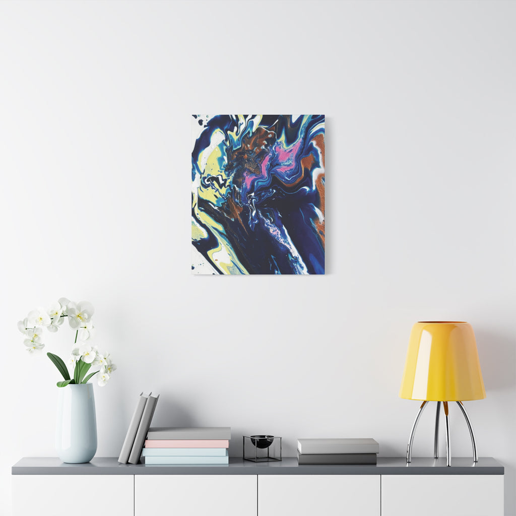 Change Abstract Blue Fluid Art Matte Canvas Print (Stretched Wall Art)