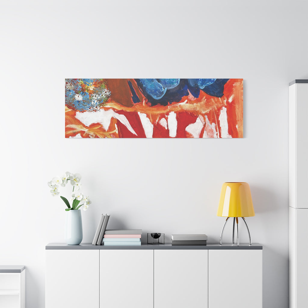 Abstract Red & Blue Matte Stretched Canvas Modern Expressionist Wall Art