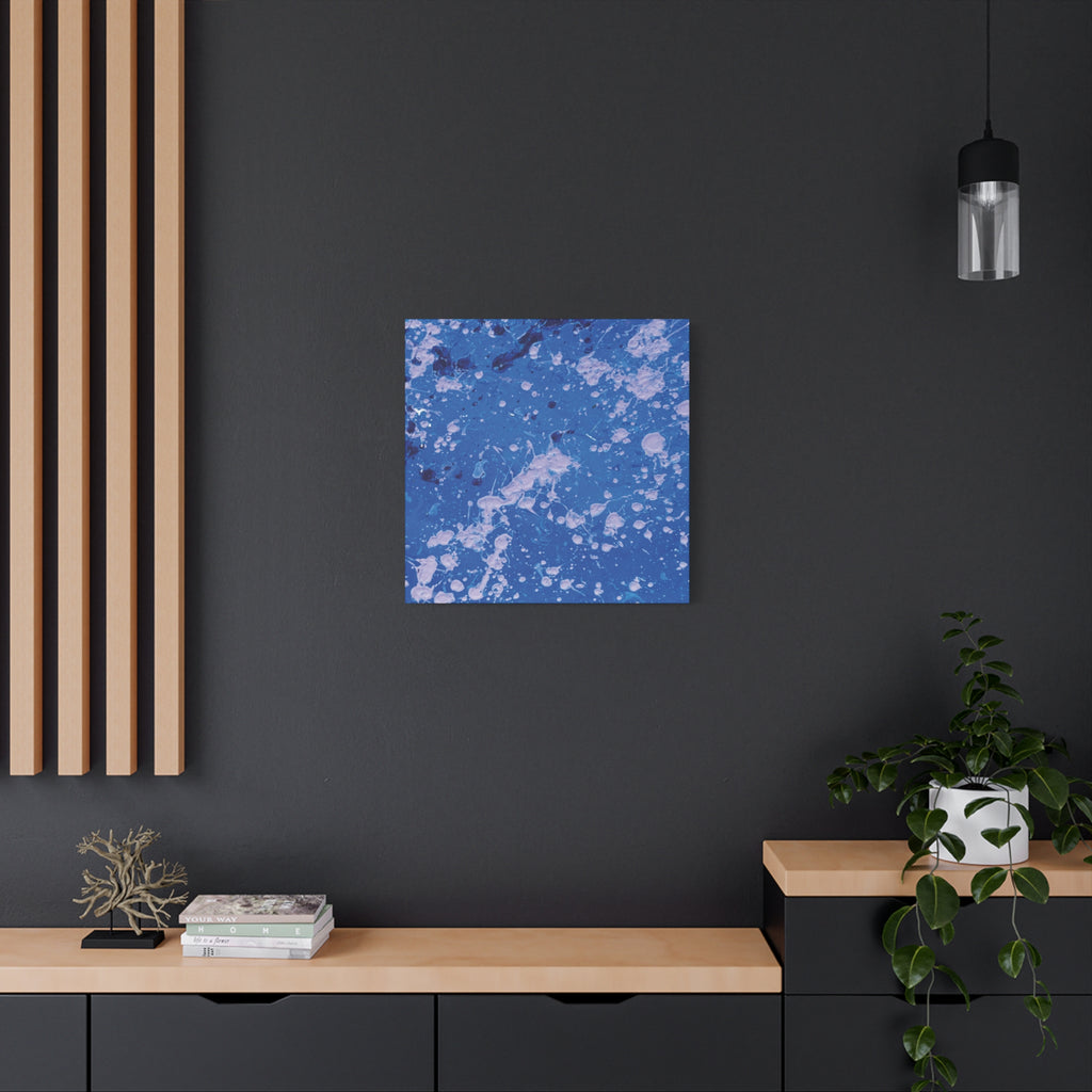 Blue Abstract Splatter Canvas Print  Dots (Matte Stretched 1.25")