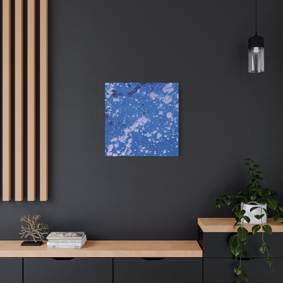 Blue Abstract Splatter Canvas Print  Dots (Matte Stretched 1.25")