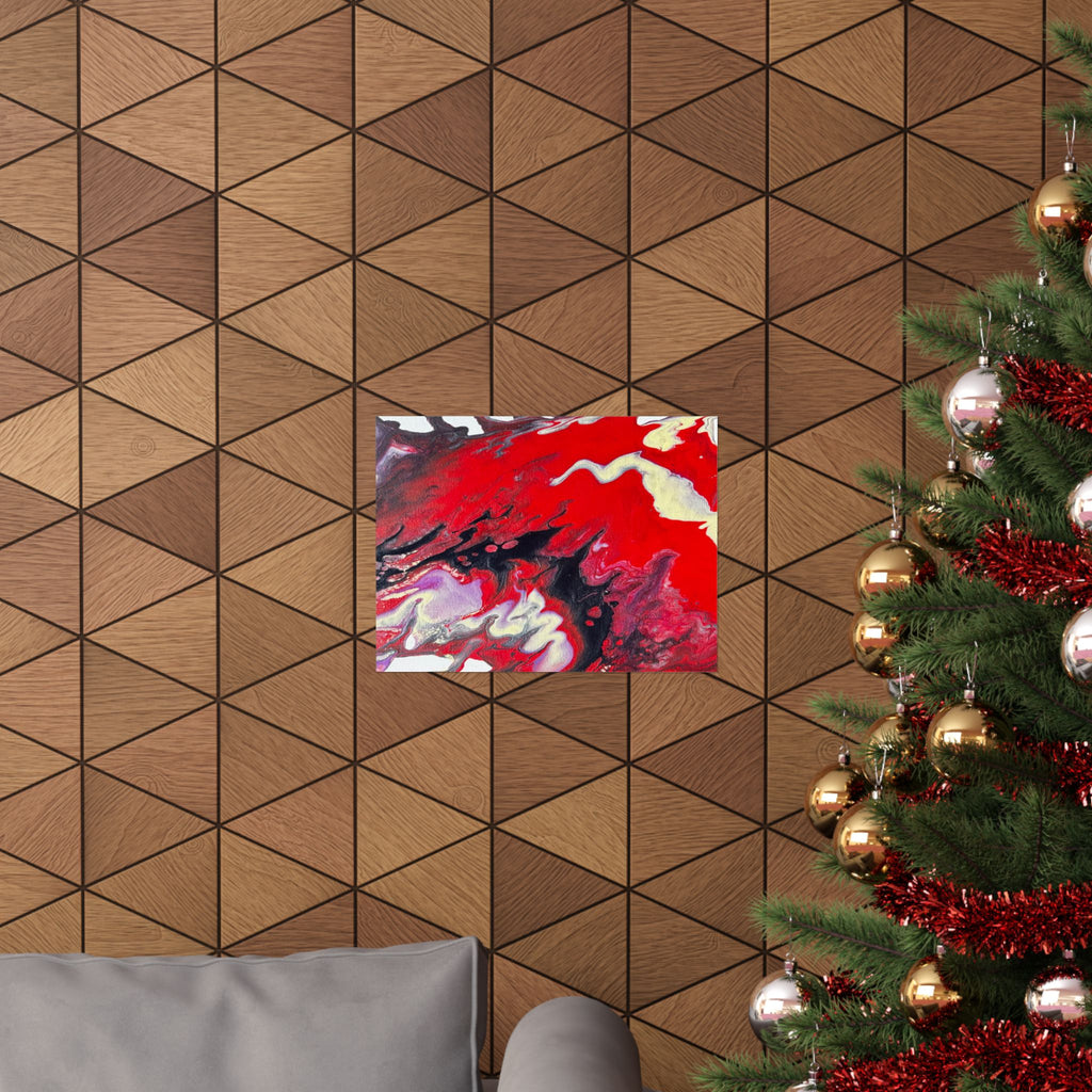 Power Abstract Red Fluid Art Matte Poster (Horizontal)