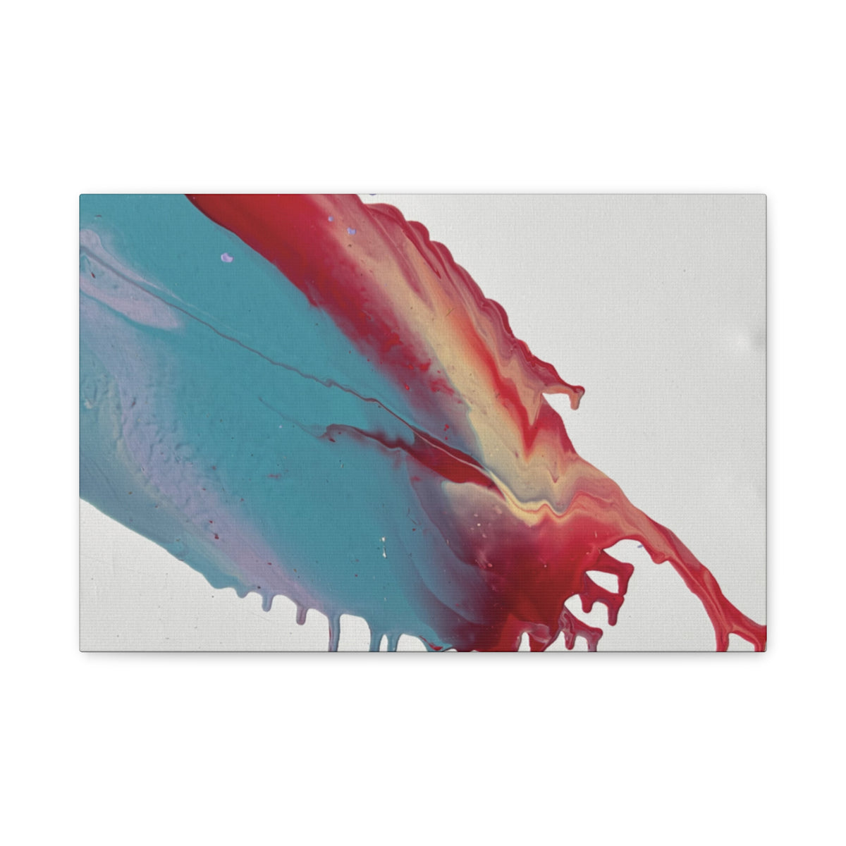 Ceiling Abstract Drip Matte Canvas Print (Blue & Red Fluid Art)
