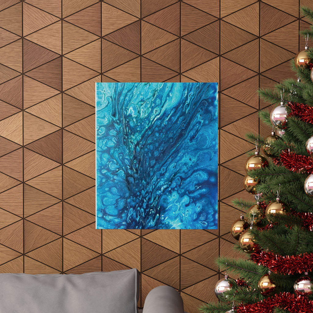 Abstract Ocean Blue Matte Poster Vertical Wall Art Print