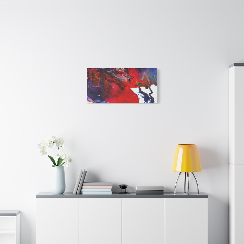 Abstract Red & Blue Fluid Art Canvas Print — Matte Stretched Wall Art