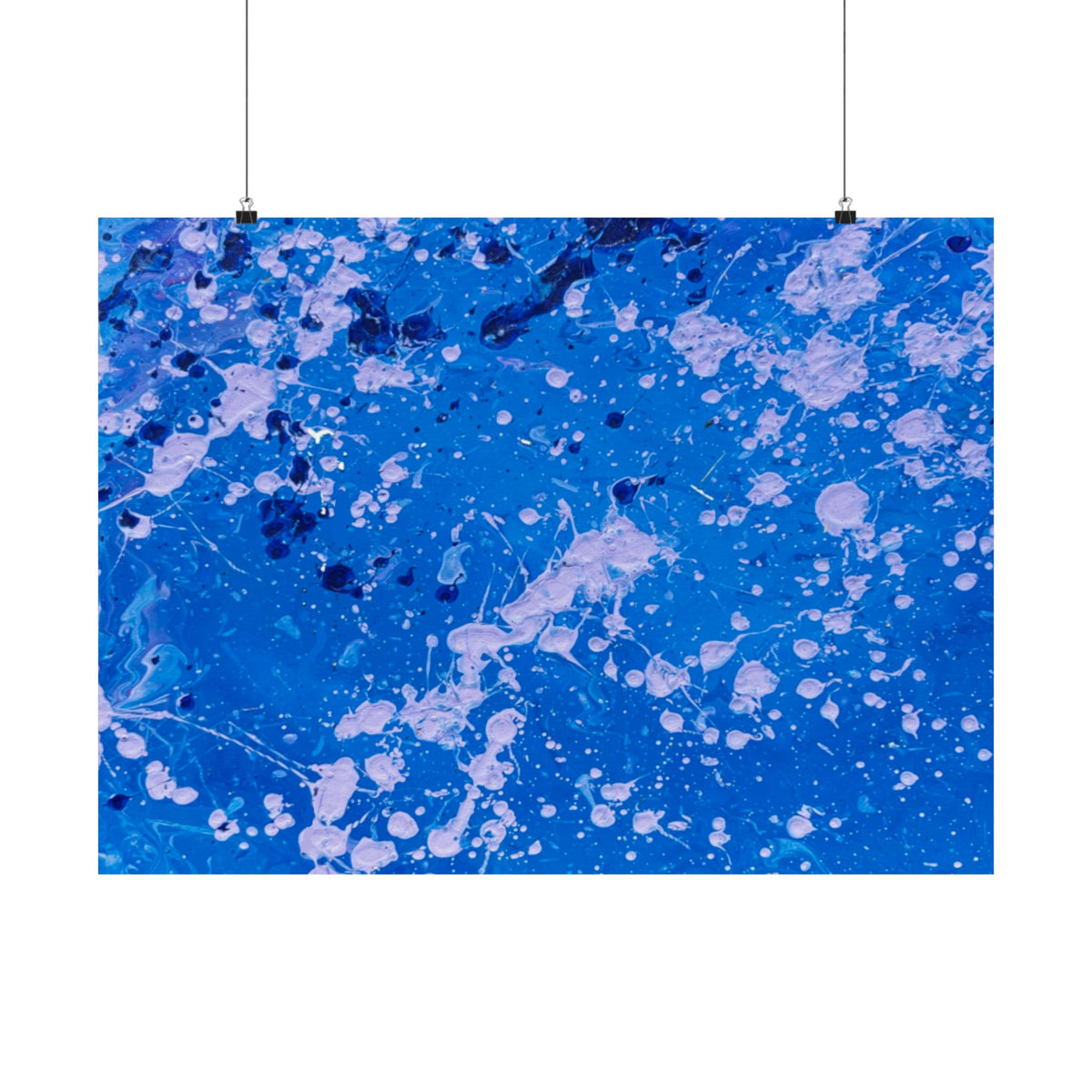 Blue Abstract Splash Matte Poster Horizontal Ocean-Inspired Art Print