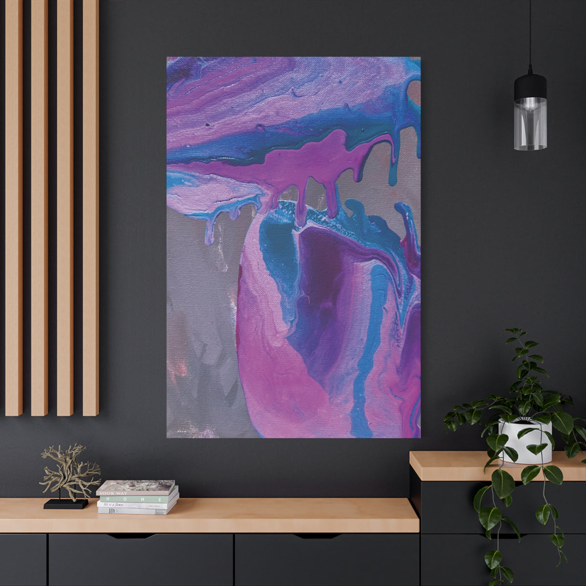 Abstract Purple Waves Matte Stretched Canvas Print