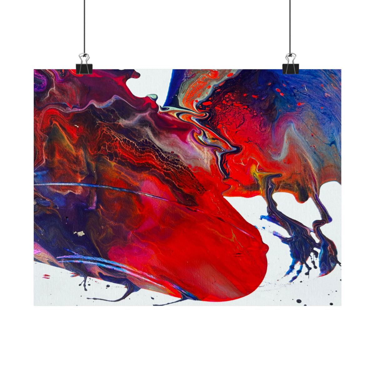 Abstract Red & Blue Matte Poster Universe Horizontal Modern Art Print