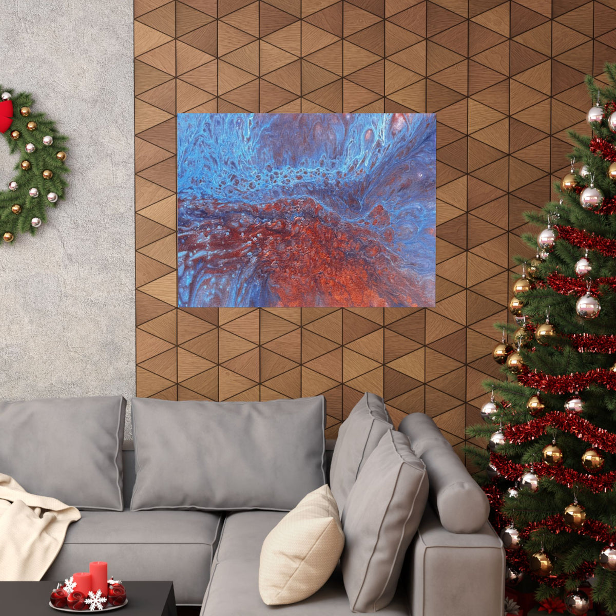 WAVE Abstract Oceanic Pour Art Matte Horizontal Poster