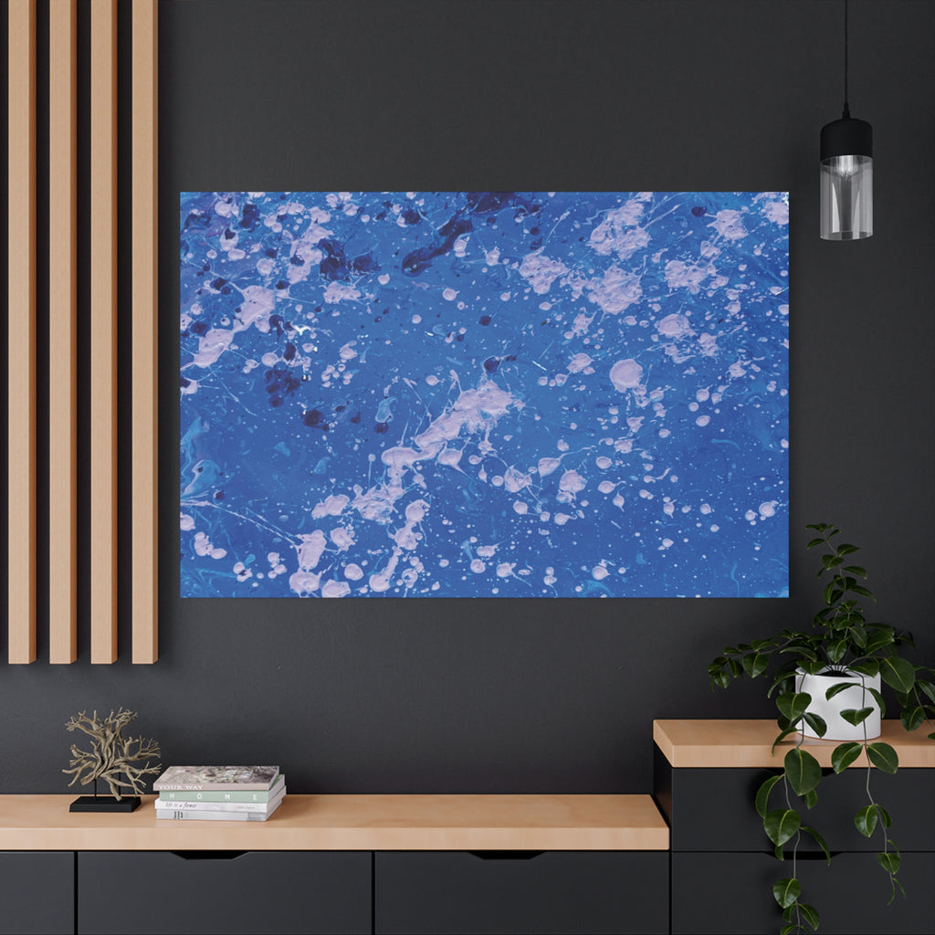 Blue Abstract Splatter Canvas Print  Dots (Matte Stretched 1.25")