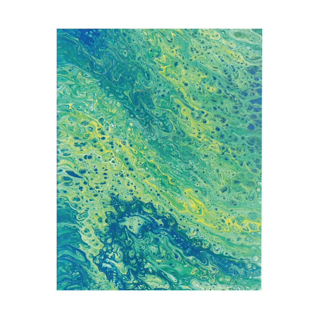 Moss Abstract Ocean Flow Matte Poster (Blue-Green Vertical Fluid Art)
